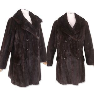 Mink fur coat by Pierre Cardin designer vintage 1970s Sz M rare